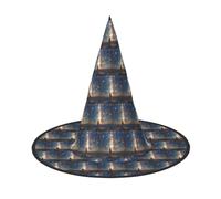 YBGHDAA Starry Night Sky Deep Printing 2 Pack Halloween Hat Witch Cappelli per feste Pieghevole Leggero Gioco di ruolo Caps per Cosplay