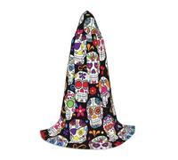 YBGHDAA Sugar Skulls - Mantello con cappuccio, per cosplay, Halloween, strega, vampiro, mago, ballo in maschera