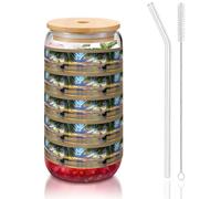 YBGHDAA Sunset at the Beach Printing - Bicchieri con coperchio e cannuccia, 473 ml, ideali per whisky, birra, tè, 1 pezzo