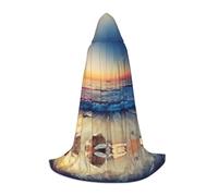 YBGHDAA Sunset View On The Beach Shore Teen Cappuccio Mantello Mantello Per Cosplay Halloween Party Witch Vampire Wizard Masquerade Ball Costume