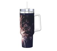 YBGHDAA Tazza con stampa 3D a forma di esplosione di fuochi d'artificio da 1,18 l, con manico, in acciaio inox, a prova di perdite, per donne e uomini