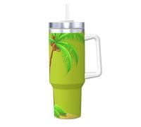 YBGHDAA Tazza con stampa 3D di palme da 1,18 l, con manico, in acciaio inox, a prova di perdite, per donne e uomini