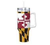 YBGHDAA Tazza con stampa della bandiera del Maryland da 40 once Ice Bully con manico, in acciaio inox, a prova di perdite, per donne e uomini