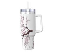 YBGHDAA Tazza con stampa di alberi di ciliegio da 1,18 l, con manico, in acciaio inox, a prova di perdite, per donne e uomini