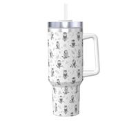 YBGHDAA Tazza con stampa di rami di albero di gufo da 1,18 l, con manico, in acciaio inox, a prova di perdite, per donne e uomini