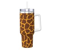 YBGHDAA Tazza con stampa giraffa da 1,18 l, con manico, in acciaio inox, a prova di perdite, per donne e uomini