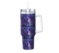 YBGHDAA Tazza con stampa profonda del cielo notturno stellato da 1,18 l, con manico, in acciaio inox, a prova di perdite, per donne e uomini