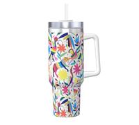 YBGHDAA Tazza messicana con stampa di animali Otomi da 1,18 l, con manico, in acciaio inox, a prova di perdite, per donne e uomini