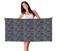 YBGHDAA Telo mare in velluto con stampa mandala cielo stellato 60 x 140 cm oversize ad asciugatura rapida da viaggio per palestra campeggio