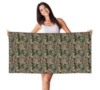 YBGHDAA Woods Verde Camo Stampa Pesca Pelle di Velluto Telo Da Spiaggia 60 x 140 cm Oversize Quick Dry Viaggio Per Palestra Campeggio