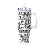 YBGHDAA Wrestlers Sports Printing - Tazza da 1,18 l, con manico, in acciaio inox, a prova di perdite, per donne e uomini
