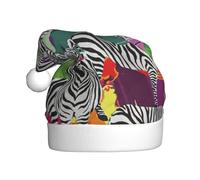 YBGHDAA Zebra Stampa Adulto Peluche Cappello di Natale Con Pom Pom Bianco Cerimonie Annuali Caps Stage Performance Cap