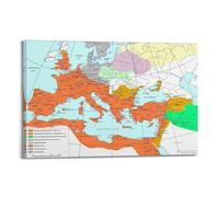 YBHF Poster con mappa dell'Impero Romano 102-198, stampa artistica da parete in stile retrò, decorazione estetica per camera da letto, ufficio, 30 x 45 cm, con cornice