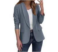 Ybing Blazer, giacca da donna elegante, casual, business, alla moda, con risvolto, giacca da lavoro aperta, a maniche lunghe, cardigan, abbigliamento da ufficio, #01 Azzurro, S