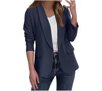 Ybing Blazer, giacca da donna elegante, casual, business, alla moda, con risvolto, giacca da lavoro aperta, a maniche lunghe, cardigan, abbigliamento da ufficio, #01 Marine, XL