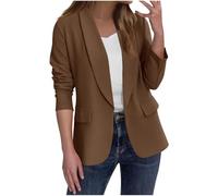 Ybing Blazer, giacca da donna elegante, casual, business, alla moda, con risvolto, giacca da lavoro aperta, a maniche lunghe, cardigan, abbigliamento da ufficio, #01 marrone., L