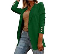 Ybing Blazer, giacca da donna elegante, slim fit, con risvolto, leggera, da lavoro, da ufficio, in tinta unita, a maniche lunghe, da lavoro, da donna, verde, M