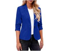 Ybing Blazer, giacca da lavoro, elegante, con maniche a 3/4, per lavoro, lavoro, casual, per ufficio, #01 blu scuro, M