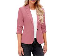 Ybing Blazer, giacca da lavoro, elegante, con maniche a 3/4, per lavoro, lavoro, casual, per ufficio, #01 rosa, XL