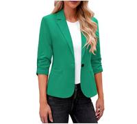Ybing Blazer, giacca da lavoro, elegante, con maniche a 3/4, per lavoro, lavoro, casual, per ufficio, #01 verde, S