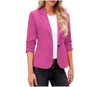 Ybing Blazer, giacca da lavoro, elegante, con maniche a 3/4, per lavoro, lavoro, casual, per ufficio, #02 P-ink, M