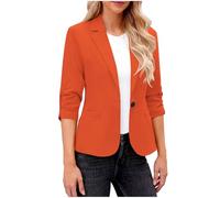 Ybing Blazer, giacca da lavoro, elegante, con maniche a 3/4, per lavoro, lavoro, casual, per ufficio, #03 arancione., XL