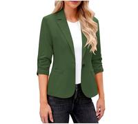 Ybing Blazer, giacca da lavoro, elegante, con maniche a 3/4, per lavoro, lavoro, casual, per ufficio, #03 verde militare, L