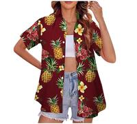 Ybing Camicia estiva da donna con stampa 3D, camicia hawaiana, sottile, stile hawaiano, casual, estiva, con bottoni, top Y2K, per vacanze, spiaggia, a maniche corte, sottile, per il tempo libero, #21