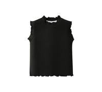 Ybing Canottiera da ragazza, elegante, con maniche floreali, tinta unita, in cotone, maglietta estiva, con scollo rotondo, camicetta sottile, top sportivo senza maniche, Nero , 130