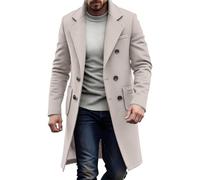 Ybing Cappotto da uomo elegante tinta unita cappotto invernale slim fit cappotto di lana doppio petto trench caldo cappotto da uomo trendy business outfit giacca a vento, #02 beige, M