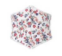 Ybing Corsetto da donna alla moda, elegante e alla moda, con stampa a fiori, per la pancia, per Halloween, costume sexy a vita, per il rinascimento, bustino, #03 bianco., M