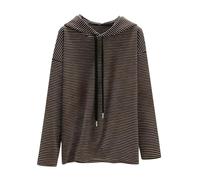 Ybing Felpa con cappuccio da donna, casual, con cappuccio, leggera, sottile, con cappuccio, caffè, L