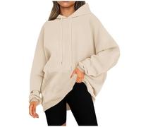 Ybing Felpa con cappuccio da donna, casual, tinta unita, con cappuccio, calda, con tasche, comoda, per autunno e inverno, con cappuccio, beige., M
