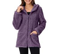 Ybing Felpa con cappuccio da donna, in velluto double face, con cappuccio, elegante, in pile, per autunno e inverno, calda, in tinta unita, con chiusura lampo, morbido cappotto invernale con tasca