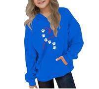 Ybing Felpa con cappuccio da ragazza, casual, con cappuccio, a forma di cuore, con motivo zampa di cane, per autunno e inverno, con cappuccio, leggera, comoda, a maniche lunghe, streetwear, #01 blu