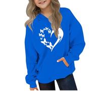 Ybing Felpa con cappuccio da ragazza Y2K, motivo a cuore, con cappuccio, casual, con cappuccio, leggera, elegante, a maniche lunghe, streetwear, #03 blu., 130