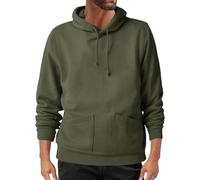 Ybing Felpa con cappuccio da uomo, casual, tinta unita, con cappuccio, Y2K, a maniche lunghe, con tasche, comoda felpa con cappuccio, verde militare, XL