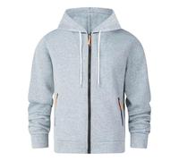 Ybing Felpa con cappuccio da uomo con chiusura lampo, con cappuccio, casual, tinta unita, comoda, a maniche lunghe, con cappuccio, grigio., 3XL