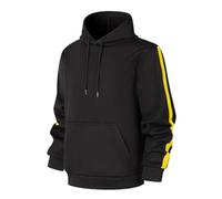 Ybing Felpa con cappuccio da uomo, oversize, alla moda, con cappuccio, a righe, casual, con cappuccio, leggera, a maniche lunghe, con cappuccio, Nero , XL
