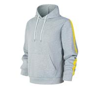 Ybing Felpa con cappuccio da uomo, oversize, alla moda, con cappuccio, a righe, casual, con cappuccio, leggera, a maniche lunghe, con cappuccio, grigio., L