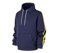 Ybing Felpa con cappuccio da uomo, oversize, alla moda, con cappuccio, a righe, casual, con cappuccio, leggera, a maniche lunghe, con cappuccio, Blu marino, L