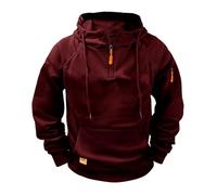 Ybing Felpa con cappuccio da uomo, oversize, casual, tinta unita, da lavoro, con cappuccio, a maniche lunghe, con cappuccio, comoda felpa con cappuccio e tasche, Vino, L