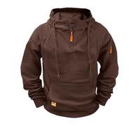 Ybing Felpa con cappuccio da uomo, oversize, casual, tinta unita, da lavoro, con cappuccio, a maniche lunghe, con cappuccio, comoda felpa con cappuccio e tasche, marrone, XL