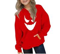 Ybing Felpa con cappuccio per Halloween, da ragazza, divertente, con stampa di Halloween, Y2K, con cappuccio, Carnevale, festival, felpa con cappuccio, #01 rosso., 150