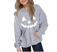 Ybing Felpa con cappuccio per Halloween, da ragazza, divertente, con stampa di Halloween, Y2K, con cappuccio, Carnevale, festival, felpa con cappuccio, #02 grigio., 110