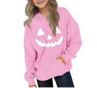 Ybing Felpa con cappuccio per Halloween, da ragazza, divertente, con stampa di Halloween, Y2K, con cappuccio, Carnevale, festival, felpa con cappuccio, #02 rosa, 120