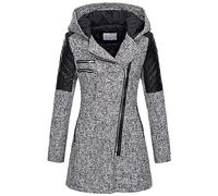 Ybing Felpa da donna alla moda, in similpelle, slim fit, giacca invernale con cerniera, con cappuccio, calda giacca sportiva, comoda a maniche lunghe, per il tempo libero, S-5XL, grigio., 4XL