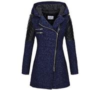 Ybing Felpa da donna alla moda, in similpelle, slim fit, giacca invernale con cerniera, con cappuccio, calda giacca sportiva, comoda a maniche lunghe, per il tempo libero, S-5XL, Blu scuro, 5XL