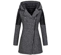 Ybing Felpa da donna alla moda, in similpelle, slim fit, giacca invernale con cerniera, con cappuccio, calda giacca sportiva, comoda a maniche lunghe, per il tempo libero, S-5XL, grigio scuro, XXL