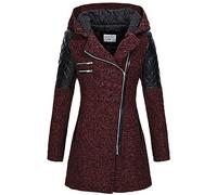 Ybing Felpa da donna alla moda, in similpelle, slim fit, giacca invernale con cerniera, con cappuccio, calda giacca sportiva, comoda a maniche lunghe, per il tempo libero, S-5XL, Colore: rosso, L